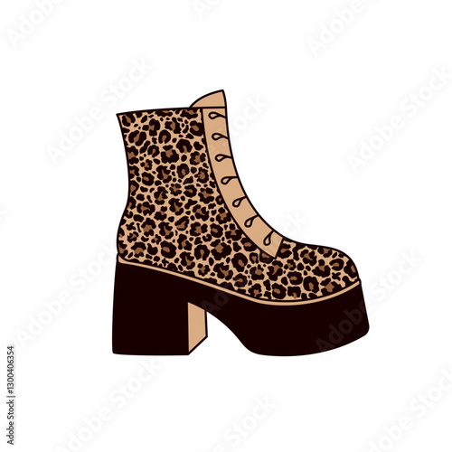 Female high platform shoes with leopard print