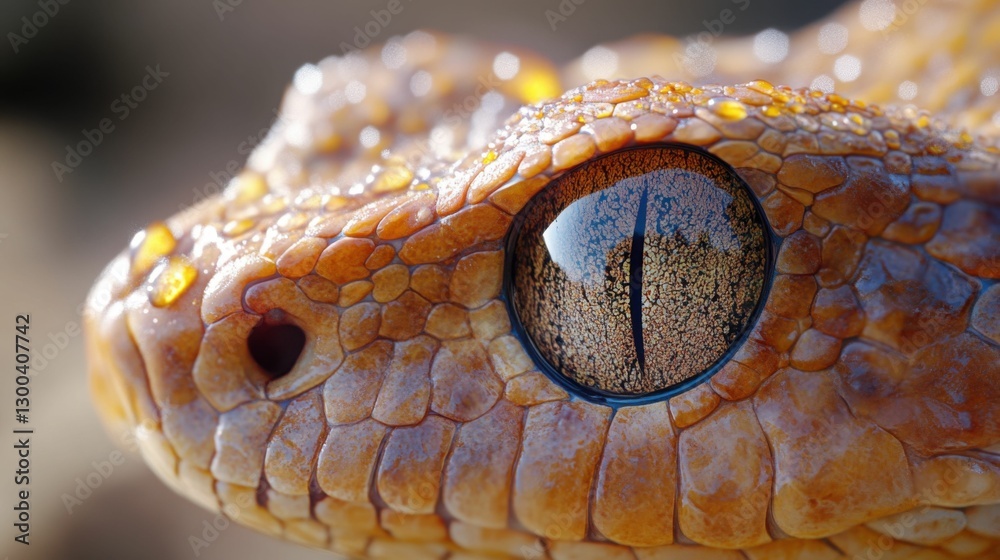 Fototapeta premium Detailed Close-Up, A Snake's Intense Gaze and Skin