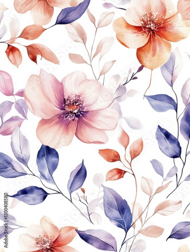 Flower watercolor art background vector. Wallpaper design with floral paint brush line art. leaves and flowers nature design for cover, wall art, invitation, fabric, poster, canvas print.