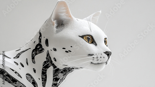 Futuristic robot cat, high-tech futuristic robot cat, sci-fi futuristic robot cat