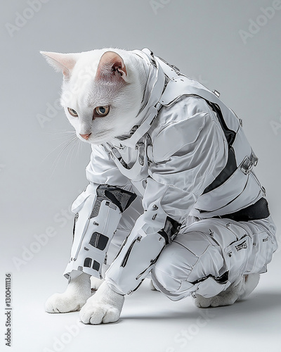 Futuristic robot cat, high-tech futuristic robot cat, sci-fi futuristic robot cat