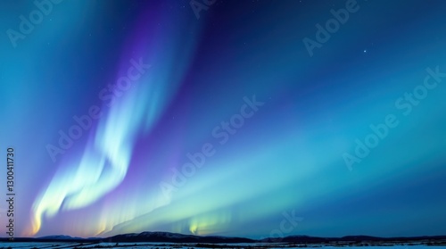 Captivating Aurora Borealis Dancing Across the Arctic Sky at Night photo