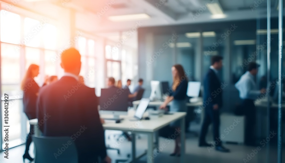 Blurred View of a Modern Office Environment with People Working Blurred View of a Modern Office Environment with People Working