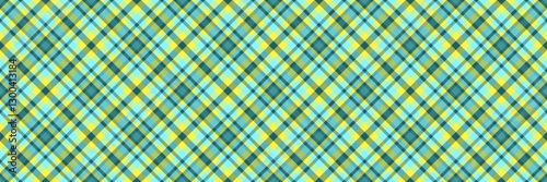 India fabric vector seamless, underwear pattern texture textile. Direct background check tartan plaid in cyan and yellow colors.