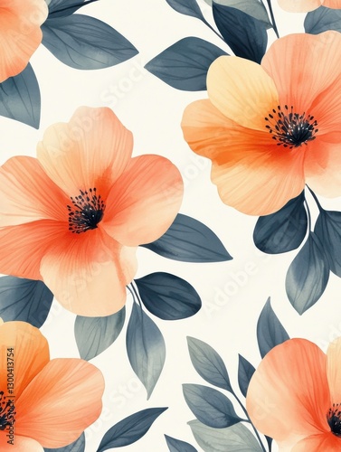 Wallpaper Mural Flower watercolor art background vector. Wallpaper design with floral paint brush line art. leaves and flowers nature design for cover, wall art, invitation, fabric, poster, canvas print. Torontodigital.ca