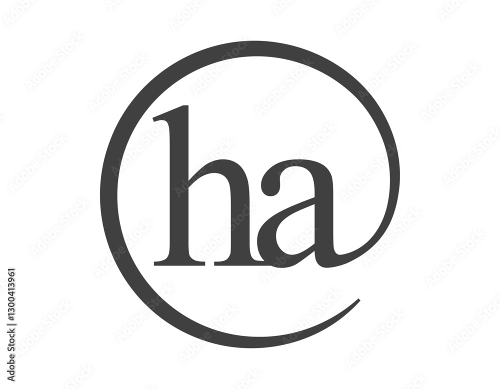 HA logo from two letter with circle shape email sign style. H and A round logotype of business company HA logo from two letter with circle shape email sign style. H and A round logotype of business company