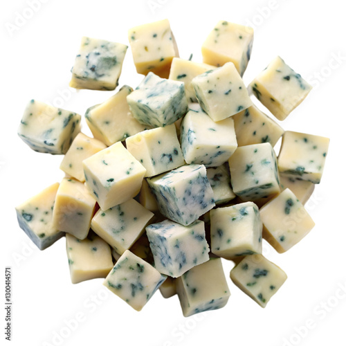 Delicious cheese cubes  on white background