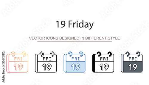 19 Friday icon design with white background stock illustration