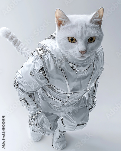 Futuristic robot cat, high-tech futuristic robot cat, sci-fi futuristic robot cat