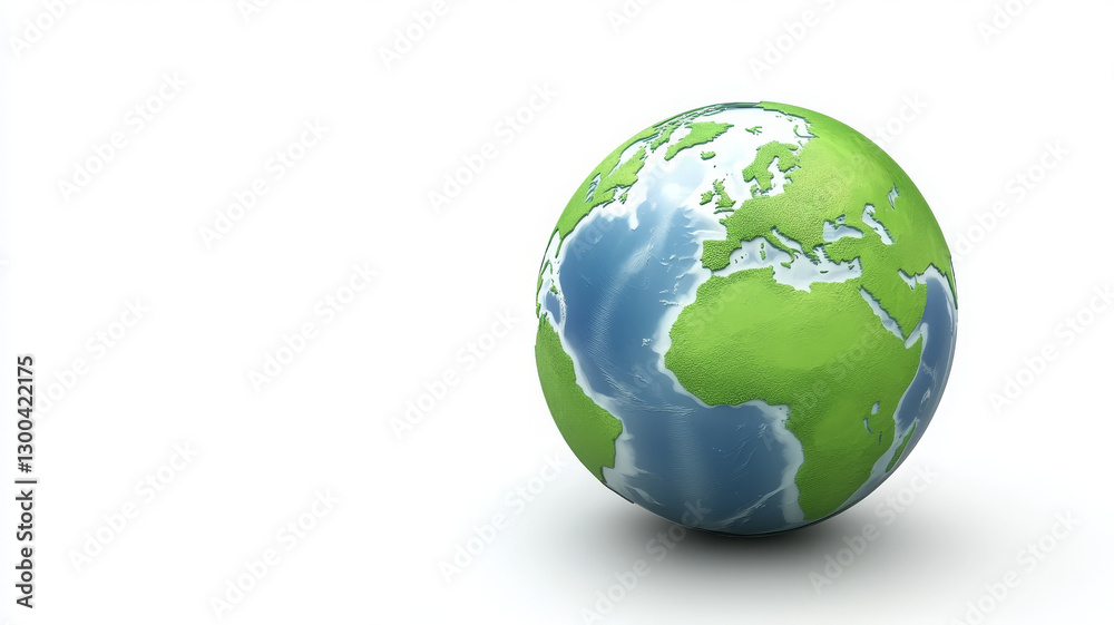 3D rendered cartoon Earth icon with vibrant colors and clean design 3D rendered cartoon Earth icon with vibrant colors and clean design