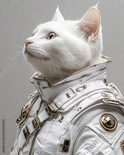 Futuristic robot cat, high-tech futuristic robot cat, sci-fi futuristic robot cat