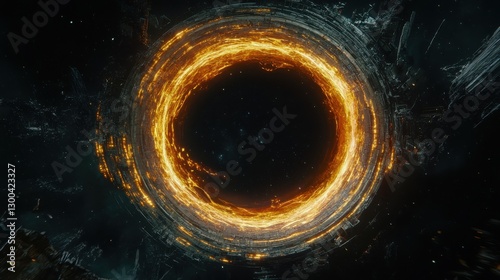 A captivating image of a futuristic glowing ring set against a dark, starry space background, evoking a sense of mystery and cosmic power.