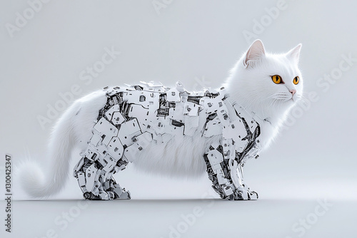 Futuristic robot cat, high-tech futuristic robot cat, sci-fi futuristic robot cat