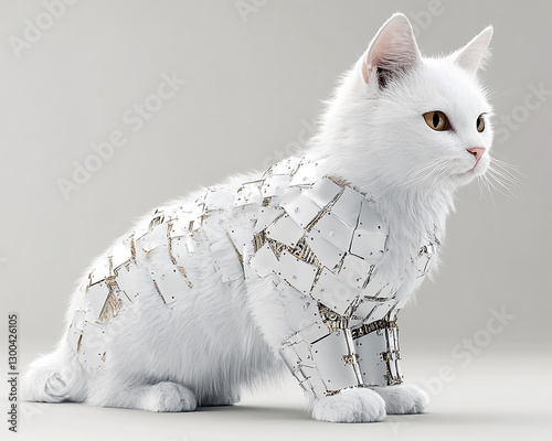 Futuristic robot cat, high-tech futuristic robot cat, sci-fi futuristic robot cat