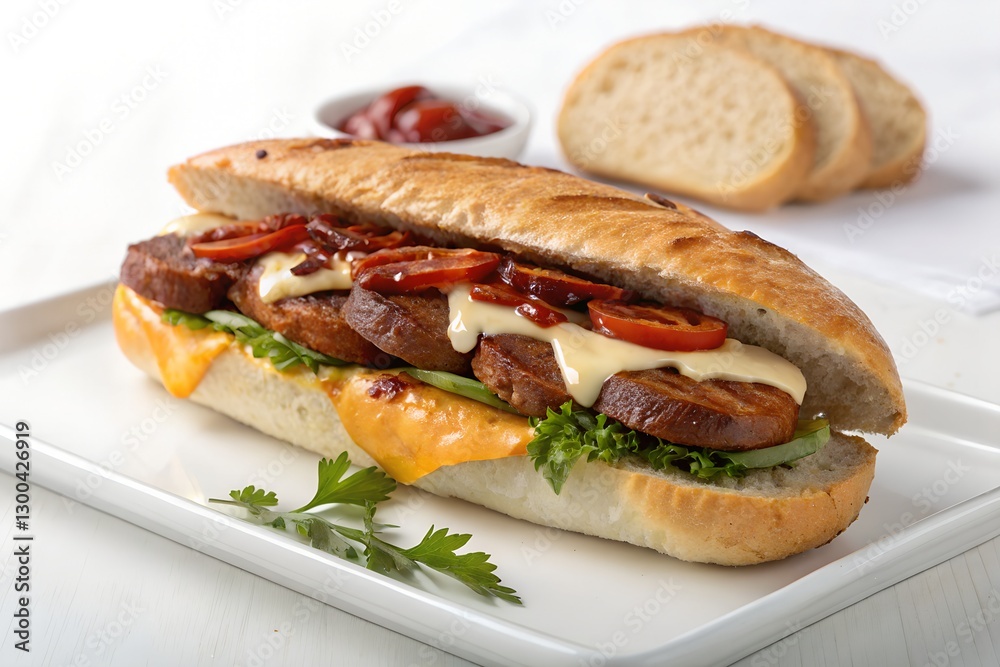 Turkish Sausage Sandwich on White Background