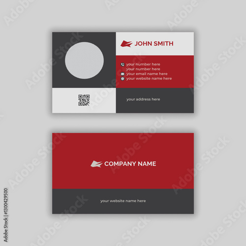 Modern Dark Gray, Deep Red, and Silver Business Card,visiting card, Design for Professional Branding