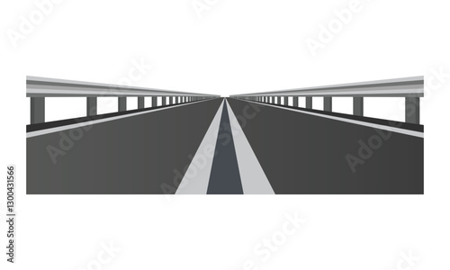 Roads in perspective. Bended pathway road curved city street to horizon. Journey asphalt highway isolated vector set 