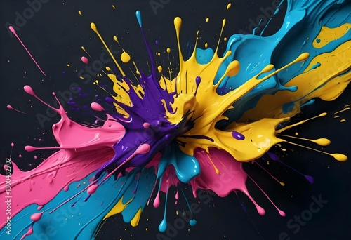 Colorful Paint Splash Abstract Explosion Dynamic Art Background