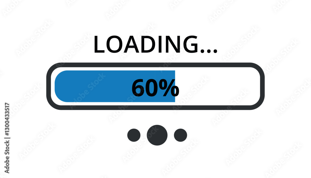 Blue loading bar illustration for websites and graphic resources 60% loaded.
