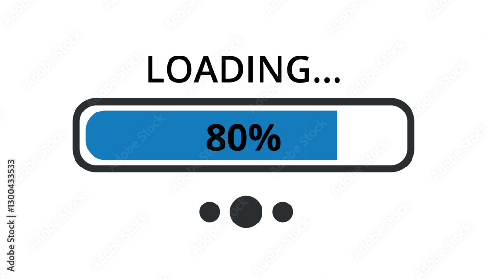 Blue loading bar illustration for websites and graphic resources 80% loaded.