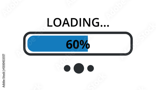 Blue loading bar illustration for websites and graphic resources 60% loaded.