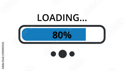 Blue loading bar illustration for websites and graphic resources 80% loaded.