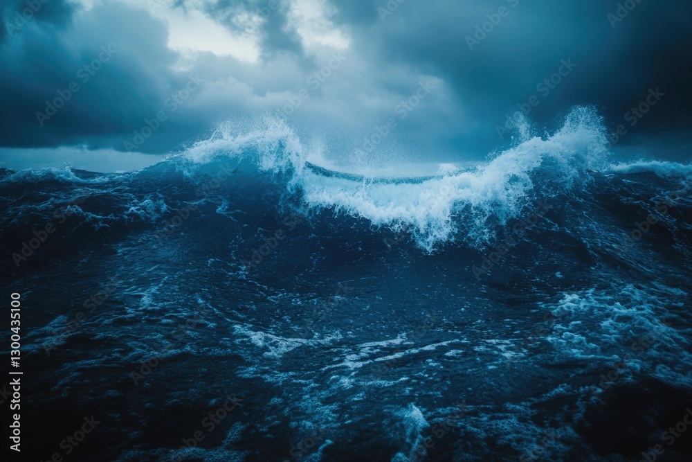 A large wave crashes into the middle of the ocean A large wave crashes into the middle of the ocean