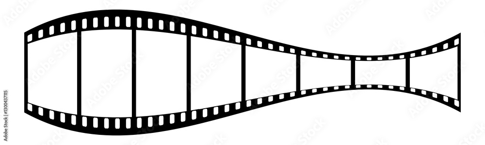 Fototapeta premium Filmstrip Fish Shape, isolated transparent png background. Blank space filmstrip with frame, representing photography and cinema concepts videography elements, cinema movie reel.