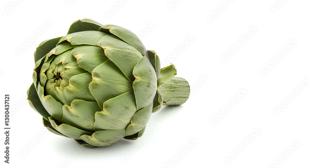 Obraz premium artichoke vegetable isolated on white background with shadow. fresh and green artichoke. organic, vegan, vegetarian leafy green artichoke
