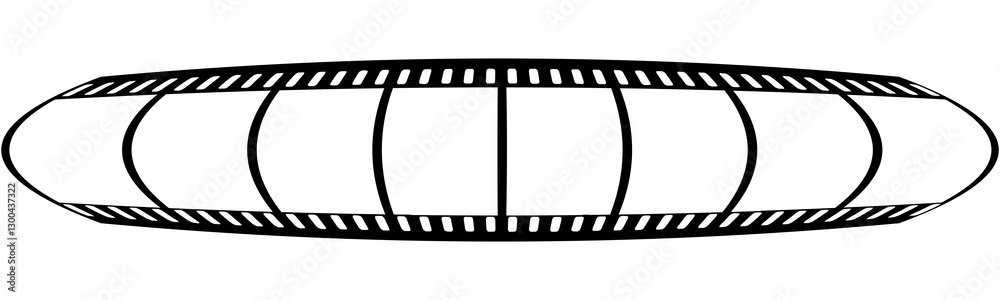 Obraz premium Filmstrip Inflate Shape, isolated transparent png background. Blank space filmstrip with frame, representing photography and cinema concepts videography elements, cinema movie reel.