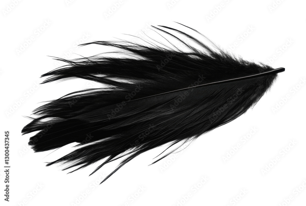 Delicate black feather showcasing intricate textures and soft edges for creative design projects and artistic applications, cut out Delicate black feather showcasing intricate textures and soft edges for creative design projects and artistic applications, cut out