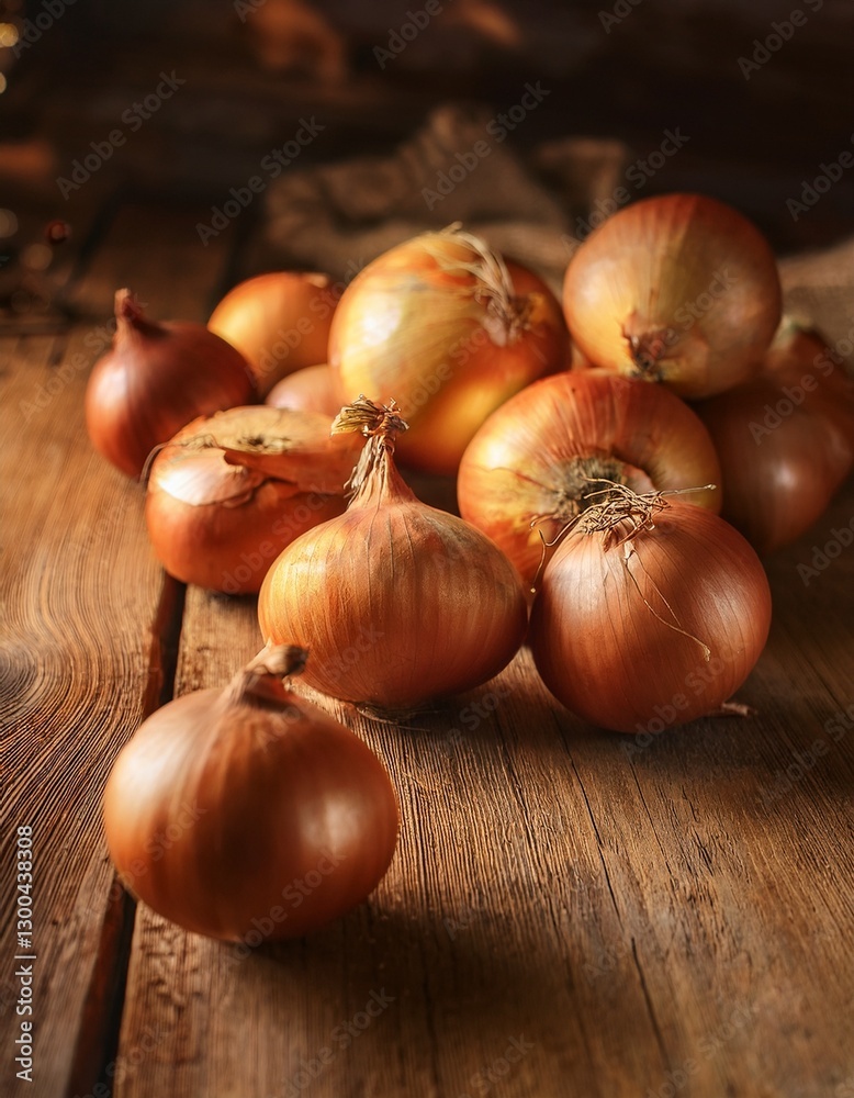 経年劣化したテーブルと柔らかな光が、玉ねぎ
