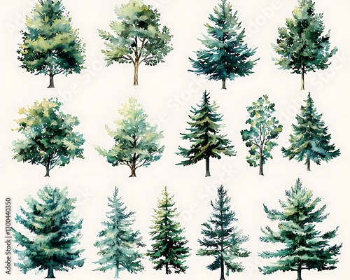 Watercolor Forest Trees Illustration