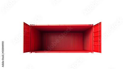 3d rendering of open empty red shipping container side view Isolated on white background