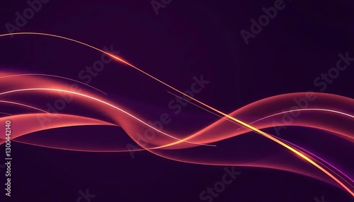 Modern Digital Abstract Wave with Luminous Glowing Lines and Dynamic Light Effects