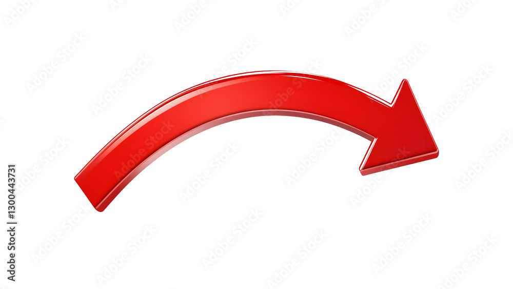 red down arrow, loss, poor economy Isolated on white background. red down arrow, loss, poor economy Isolated on white background.