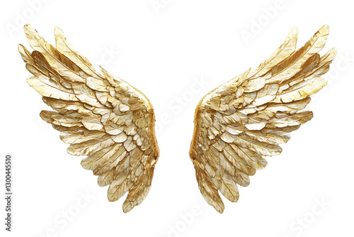 Golden wings Isolated on white background.