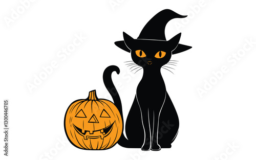 halloween cat with pumpkin