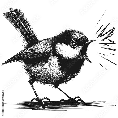 Bird angry line art drawing ink sketch vector hand drawn illustration background stormy emotions portrait of anger