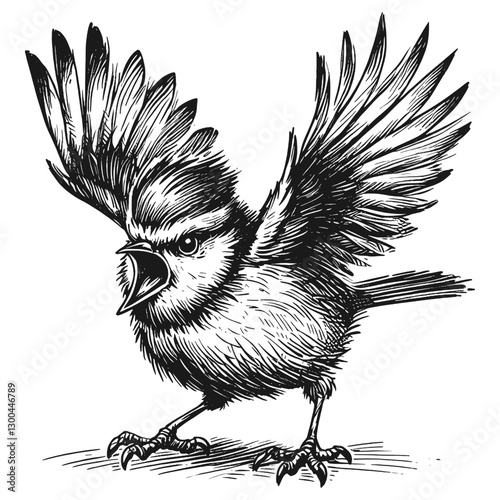 Bird angry line art drawing ink sketch vector hand drawn illustration background fury unleashed the face of a bad mood