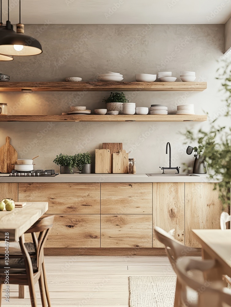 Rustic kitchen in modern design with natural light Rustic kitchen in modern design with natural light