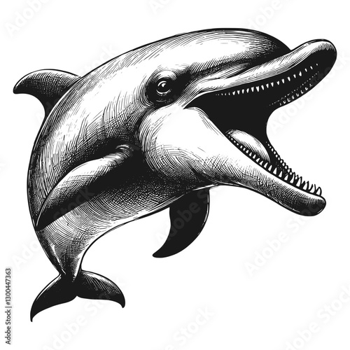 Dolphin angry line art drawing ink sketch vector hand drawn illustration background fury unleashed the face of a bad mood