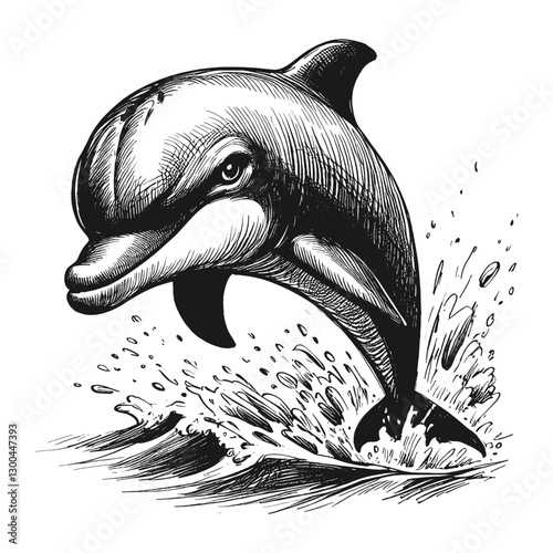 Dolphin angry line art drawing ink sketch vector hand drawn illustration background burning temper a moment of rage