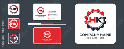 Letter H K gear vector logo template This design is suitable for technology industrial or automotive