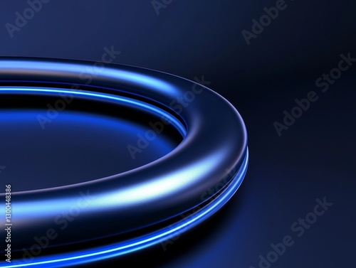 Elegant Torus Shape Glowing with Electric Blue Light Emitting Diode Illumination for Futuristic Background