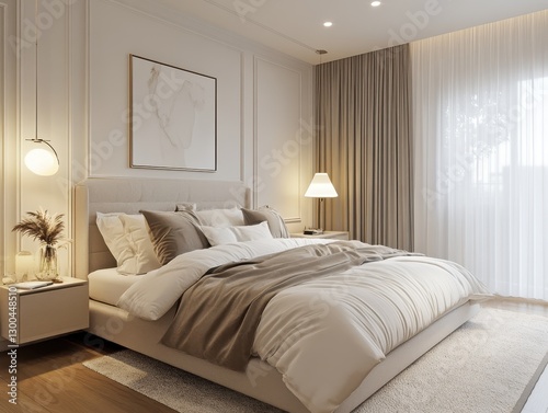 A beautifully decorated bedroom demonstrates its luxurious style