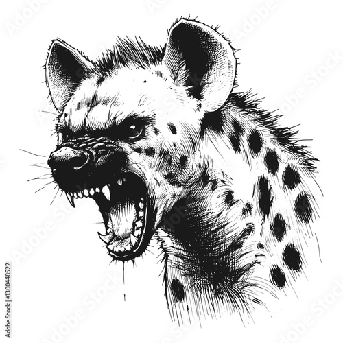 Hyena angry line art drawing ink sketch vector hand drawn illustration background burning temper a moment of rage