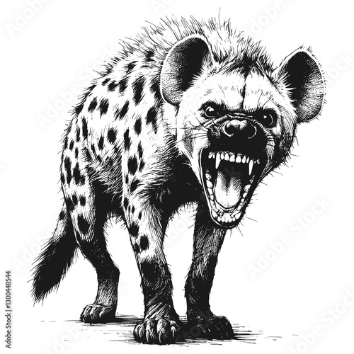 Hyena angry line art drawing ink sketch vector hand drawn illustration background fury unleashed the face of a bad mood