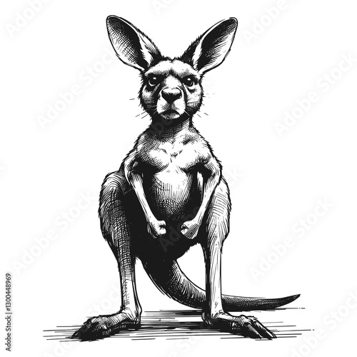 Kangaroo angry line art drawing ink sketch vector hand drawn illustration background