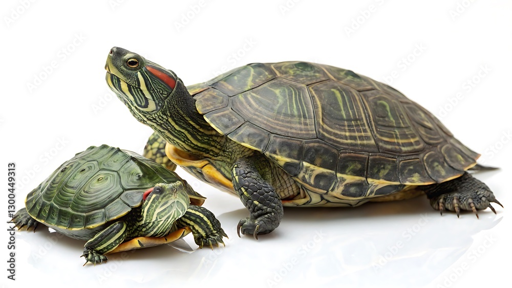 Two Turtles Isolated on White Background Two Turtles Isolated on White Background